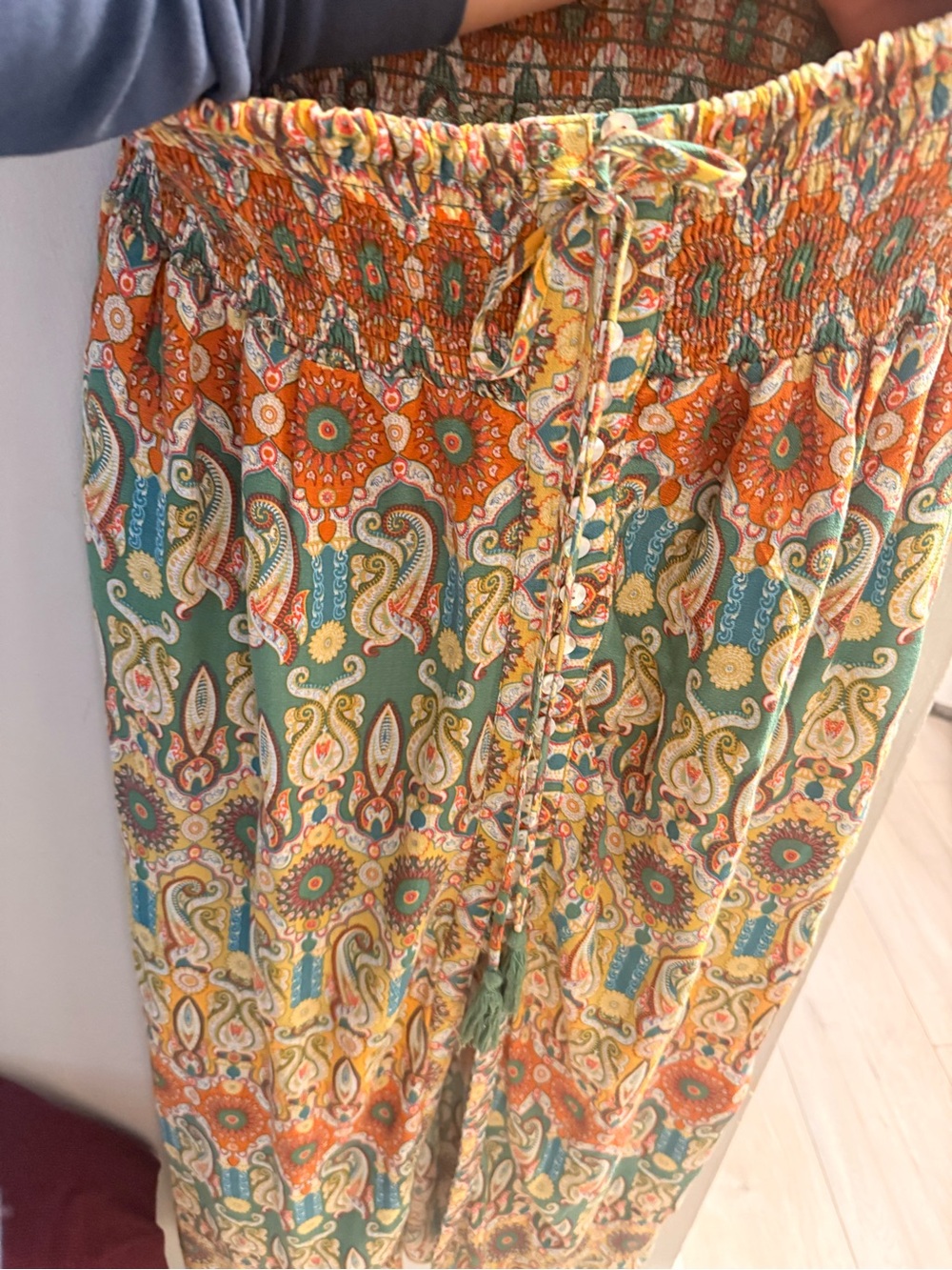 Christian Siriano Multicolor Paisley Print Maxi Skirt - Green, Orange, Yellow - Picture 6 of 10